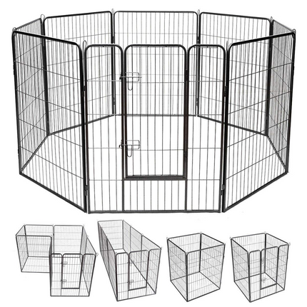 Dreamade 8 Panel Pet Playpen with Door, Foldable Dog Exercise Pen (40")