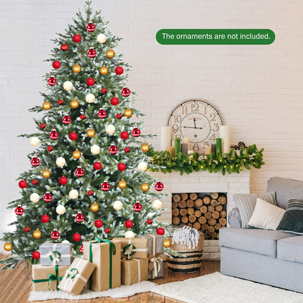 Dreamade 8ft Artificial Christmas Tree, Unlit Hinged Xmas Spruce Tree w/ 1658 Mixed PE & PVC Branch Tips - DreamadeUS