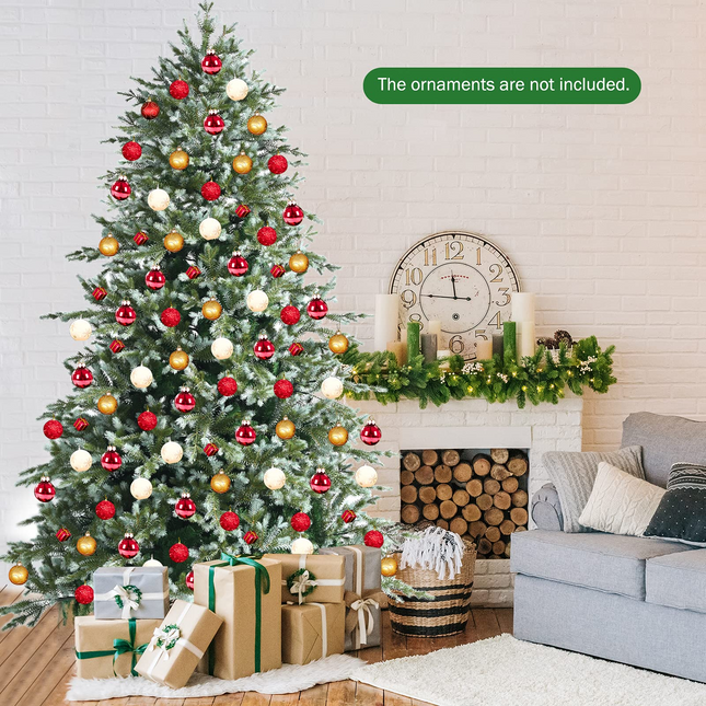 Dreamade 8ft Artificial Christmas Tree, Unlit Hinged Xmas Spruce Tree w/ 1658 Mixed PE & PVC Branch Tips - DreamadeUS