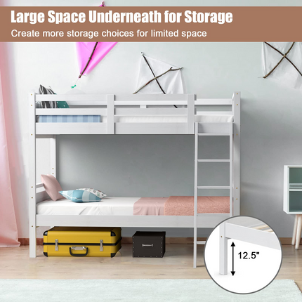 Dreamade Twin Over Twin Bunk Bed, Solid Wood Twin Bunk Bed Convertible Into Two Individual Beds