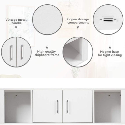 Dreamade Wall Mounted Storage Cabinet and Floating Computer Desk Set W/Storage Shelves for Living Room