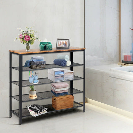 5-Tier Shoe Rack, Industrial Metal Shoe Storage Organizer - Dreamadeus