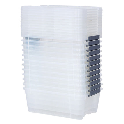 Dreamade 12 Pack Storage Box Storage Tote Boxes W/Clear Lid 12.7 Quart