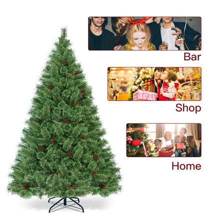 6FT Prelit Christmas Tree, Flowering Hinged Christmas Tree - DreamadeUS