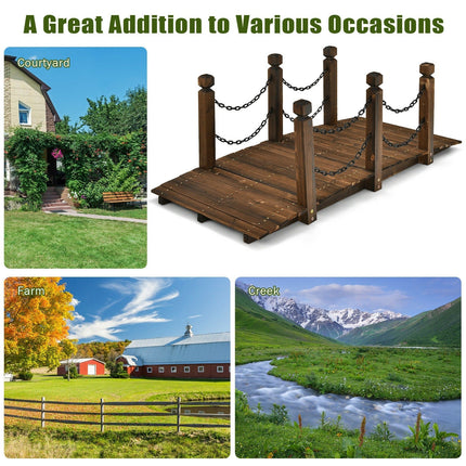 Dreamade 5 ft Wooden Garden Bridge