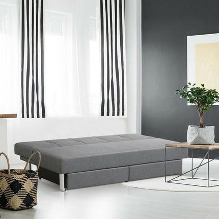 3-Seat Convertible Sofa Bed,Long Sofa w/ 2 Large Drawers, Ergonomic Sleeper w/ 3 Adjustable Angles - Dreamadeus