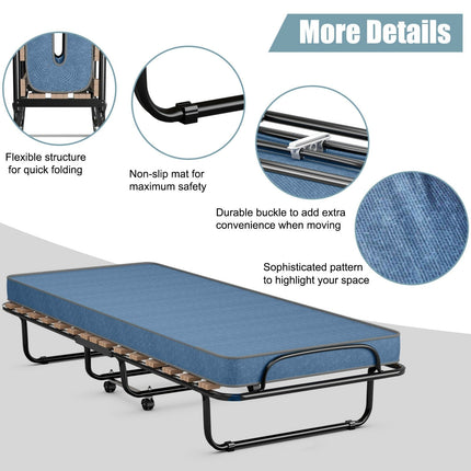 Rollaway Guest Bed W/Foam Mattress