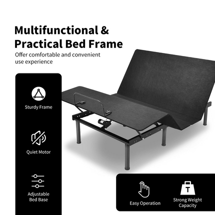 Dreamade Adjustable Bed Base, Electric Adjustable Bed Frame w/ Wireless Remote