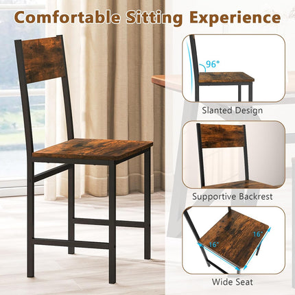 Dreamade Dining Chairs Set, Industrial Kitchen Chairs with Metal Legs, Slanted Back