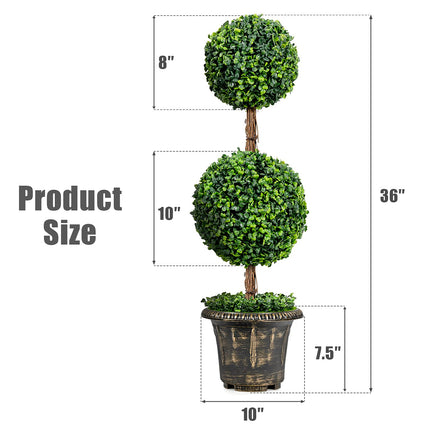 3 Ft /4 Ft Artificial Boxwood Topiary Tree, Fake Greenery Plants Ball Tree - DreamadeUS
