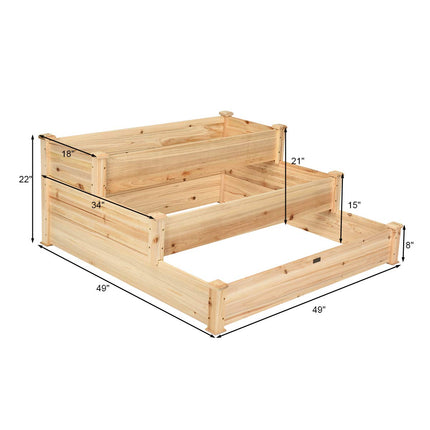 3 Tier Raised Garden Bed, 49'' x 49'' x 22" (L x W x H)