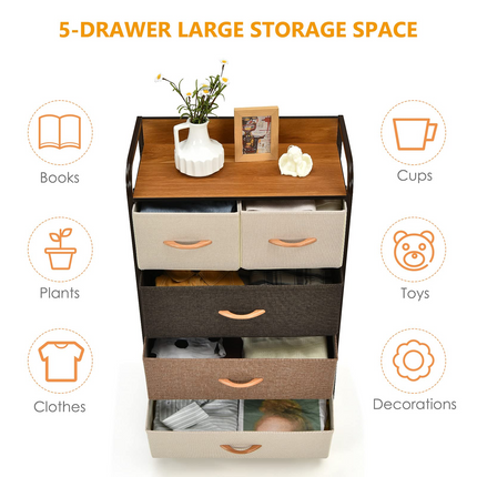 Dreamade Sturdy Steel Frame & Wooden Top Vertical Organizer Unit for Closets, Bedroom Utility Dresser Chest (23 x 11.5 x 39 inch)