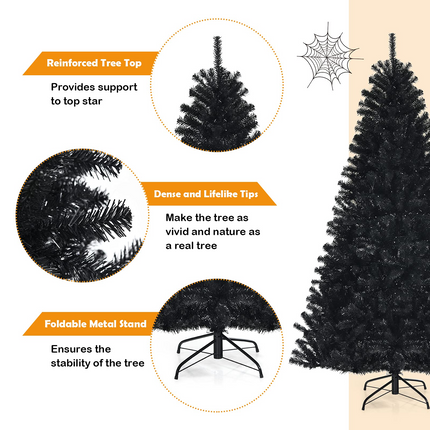 Dreamade Halloween Tree, Hinged Artificial Christmas Tree Metal Stand, Perfect Halloween Decoration for Holiday Festival Parties - DreamadeUS