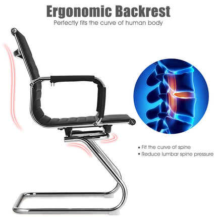 Dreamade Conference Chair Set of 4 Heavy Duty PU Leather W/Protective Arm Sleeves