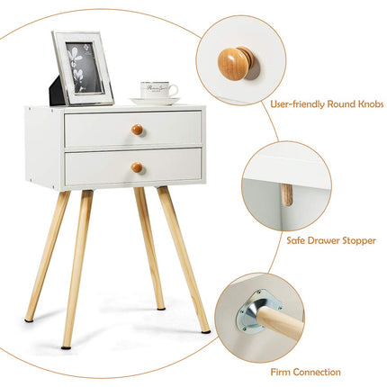 Dreamade Nightstand W/2 Drawers for Bedroom