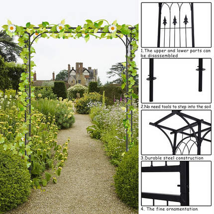 Dreamade Metal Garden Arch, Wedding Arbor for Ceremony, Pergola Arbor Garden Trellis for Various Climbing Plant