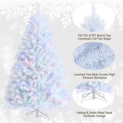 Dreamade Artificial Christmas Tree, Hinged Unlit Full Xmas Pine Tree, Quick Set-Up, for Indoor Home Office Holiday Decoration - DreamadeUS