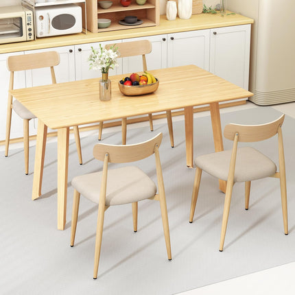 Dreamade Linen Fabric Upholstered Modern Dining Chair Set of 2/4 with Padded Seat and Curved Back