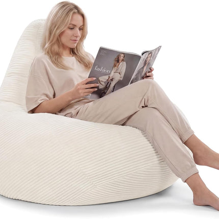 Dreamade Bean Bag Chair for Adults | Accent Lazy Sofa with Skin-Friendly Corduroy Cover & Soft Sponge Filling