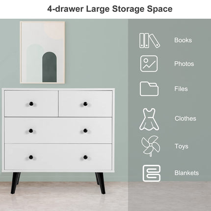 Dreamade 4 Drawer Chest Dresser w/Spacious Drawers & Metal Handles