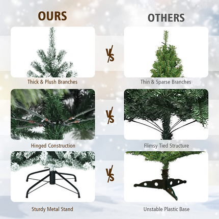 Dreamade Snow Flocked Christmas Tree, Artificial Hinged Xmas Tree - DreamadeUS