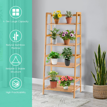 Dreamade 4-Tier Bamboo Plant Stand Flower Pots Holder Display Shelf, 47.5"