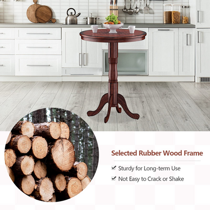 Dreamade 3 Pcs Pub Table Set, Wooden Pub Pedestal Side Table w/Stable Base