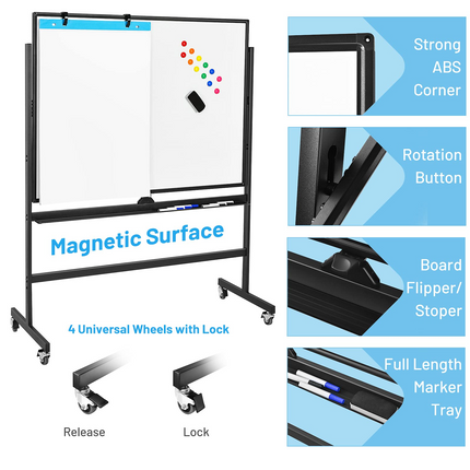 Double-Sided Magnetic Dry Erase Mobile Whiteboard - Dreamade