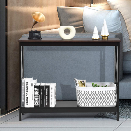 Dreamade Console Table 2-Tier with Storage Shelf,X-Design Bookshelf