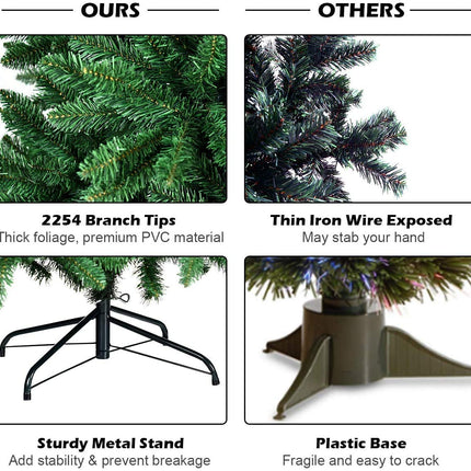 Artificial Douglas Christmas Tree, 7.5 Unlit Hinged Pine Tree with 2254 Branch Tips and Solid Metal Stand - DreamadeUS