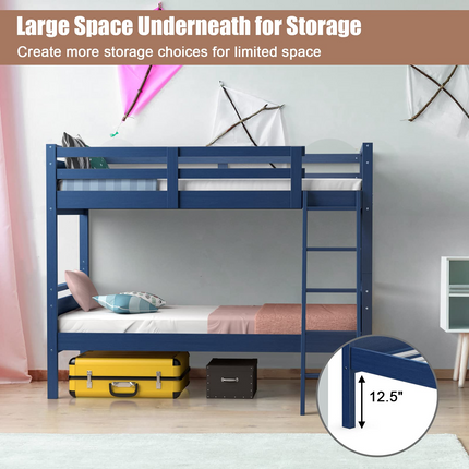 Dreamade Twin Over Twin Bunk Bed, Solid Wood Twin Bunk Bed Convertible Into Two Individual Beds