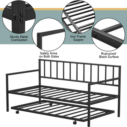 Dreamade Twin Size Daybed and Trundle Frame Set