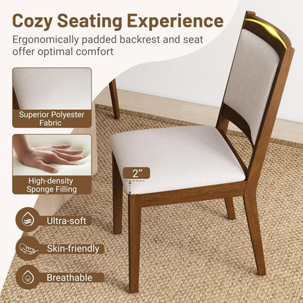 Dreamade Upholstered Dining Chairs Set of 2/4, Modern Farmhouse Kitchen Chairs w/Padded Backrest & Cushioned Seat, Rubber Wood Frame