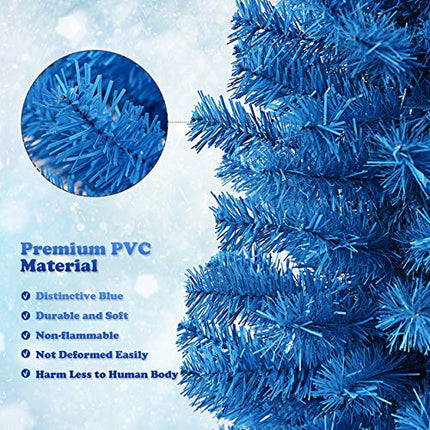 6ft Blue Pencil Christmas Tree, Artificial Slim Tree - DreamadeUS