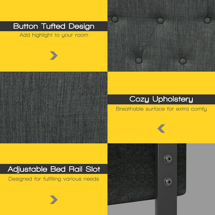 Dreamade Upholstered Headboard, Button Tufted Headboard, Queen Size