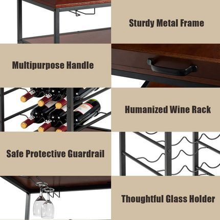 Dreamade 3-Tier Kitchen Island Cart Rolling Trolley
