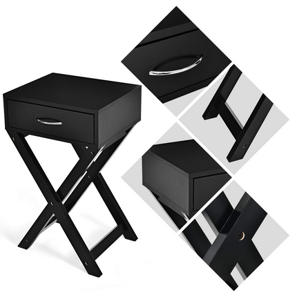 Dreamade Nightstand with Drawer X-Shaped Design Sofa Side Table