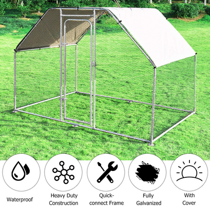 Dreamade Large Metal Chicken Coop Walk-in Chicken Coops Hen Run House Shade Cage