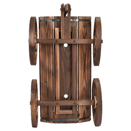 Dreamade Wood Wagon Flower Planter Pot Stand W/Wheels Home Garden Outdoor Decor