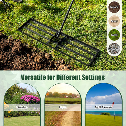 DREAMADE Lawn Leveling Rake, 30"/36"/42" x 10" Professional Grade Soil Distribution Rake w/67 Ergonomic Handle