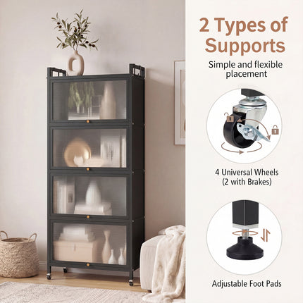DREAMADE 5-Tier Kitchen Storage Cabinet, Freestanding Bakers Rack, Black