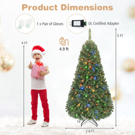 Dreamade 5FT Artificial Christmas Tree | Full Xmas Tree w/600 Branch Tips and 2 Lighting Colors