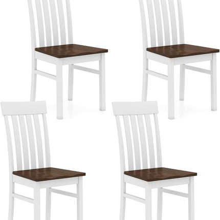 Dreamade Wooden Dining Chairs Set of 2/4 with Hollowed Backrests & Rubber Wood Seats
