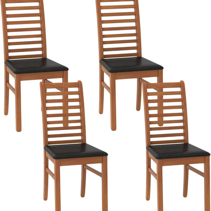 Dreamade Wooden Dining Chairs Set PU Leather Upholstered Kitchen Armless Chairs w/Rubber Wood Legs