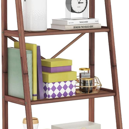 Dreamade 4-Tier Bamboo Bookshelf, Multifunctional Storage Display Rack Shelves with Anti-Tipping Device