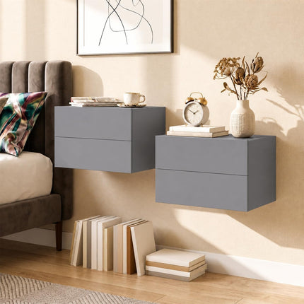 Dreamade Floating Nightstand | Wall-Mounted Bedside Table with 2 Drawers (1/2)