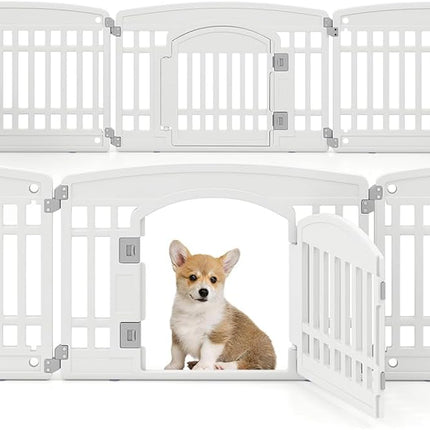 Dreamade 6/12 Panel Dog Playpen 24'' Tall Plastic Pet Fence with Lockable Door
