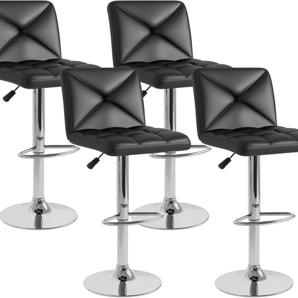 Dreamade Bar Stools Set of 2/4, Modern PU Leather Swivel Counter Height Bar Stools with Back