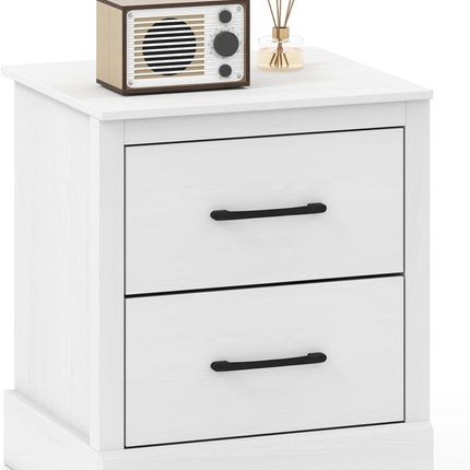 Dreamade Farmhouse Nightstand Set of 2, Wood Bedside Table with 2 Storage Drawers