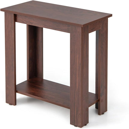 Dreamade 2-Tier End Table White, Modern Side Table with Storage Shelf (1/2)